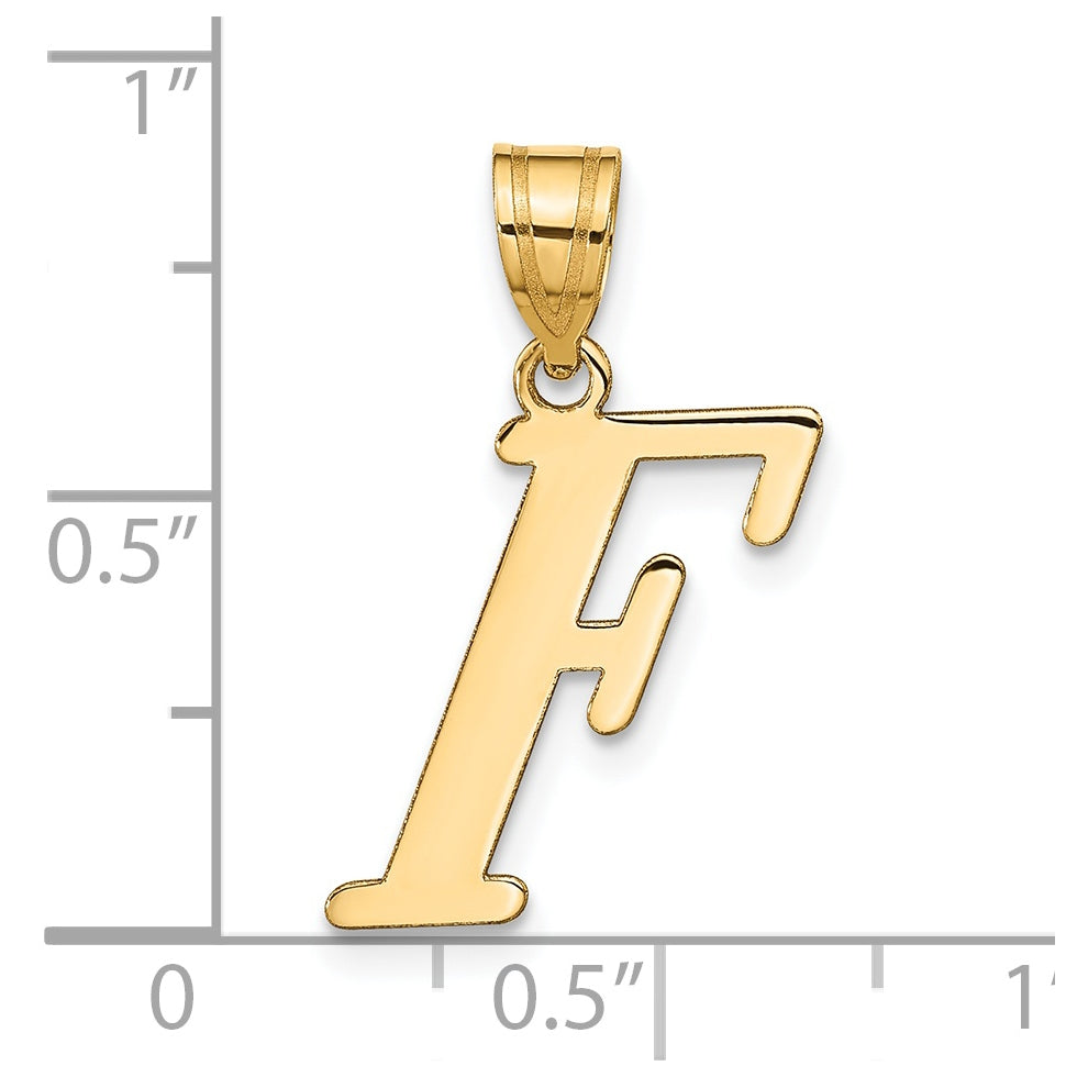 14K Yellow Gold Polished Letter F Initial Pendant