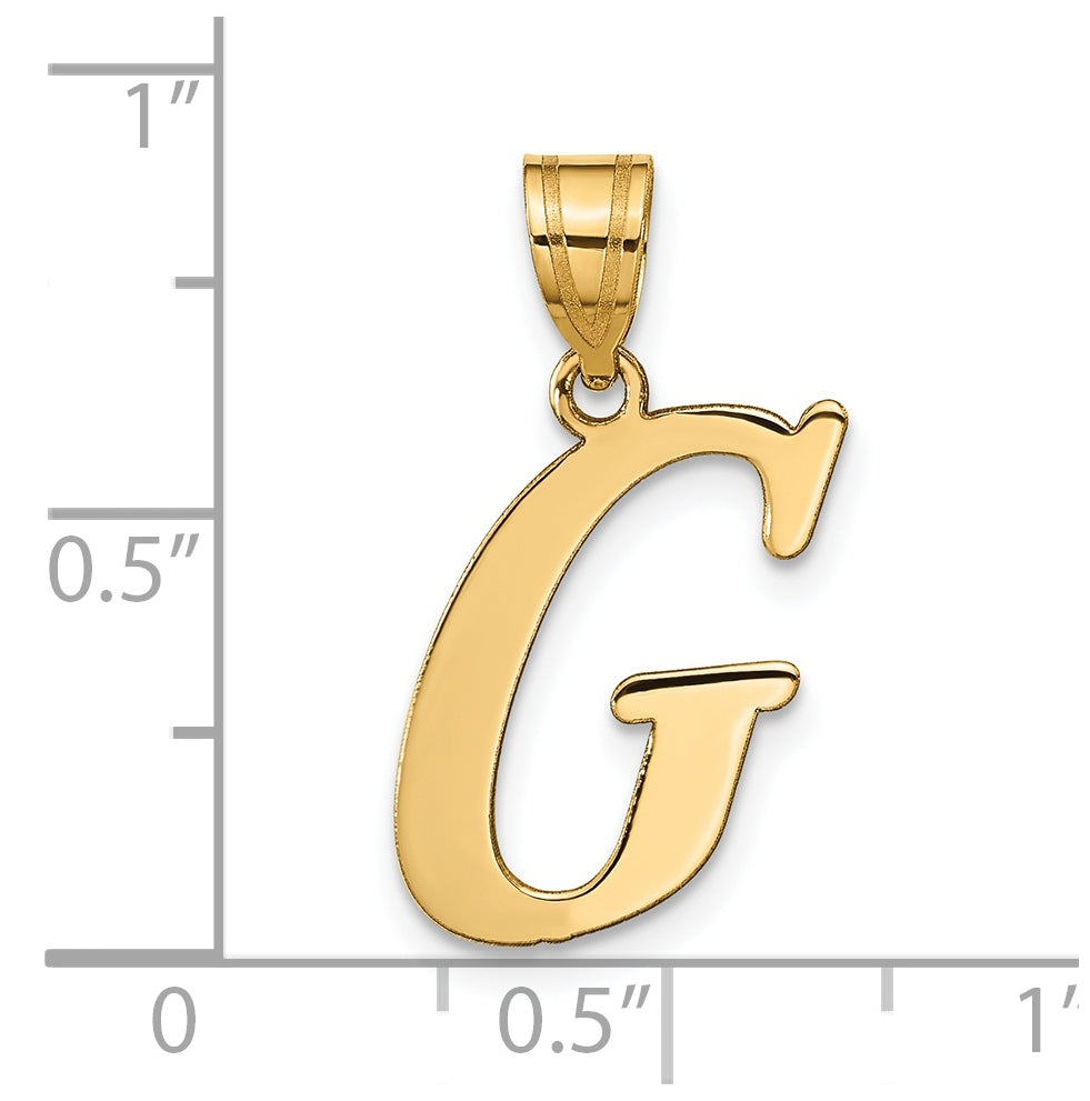 14K Yellow Gold Polished Letter G Initial Pendant