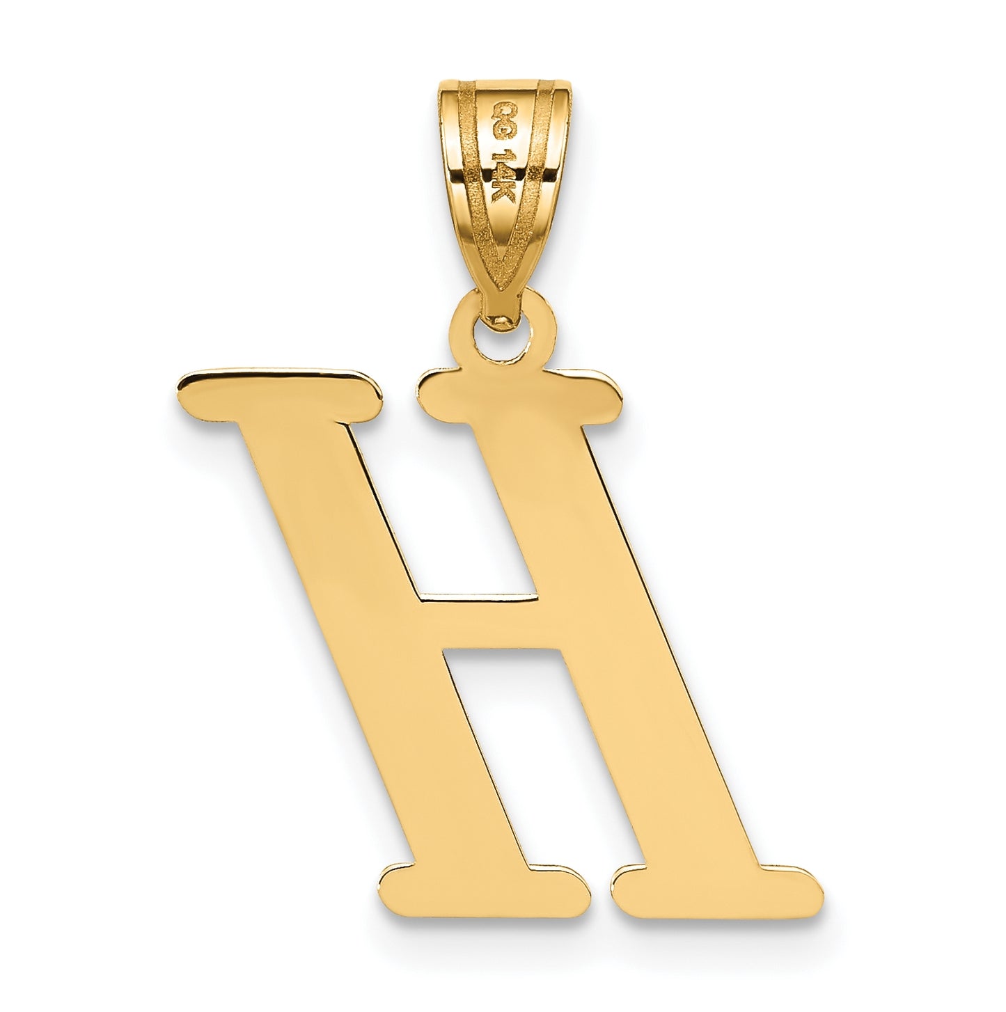 14K Yellow Gold Polished Letter H Initial Pendant