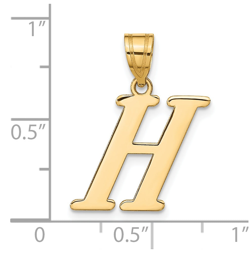 14K Yellow Gold Polished Letter H Initial Pendant