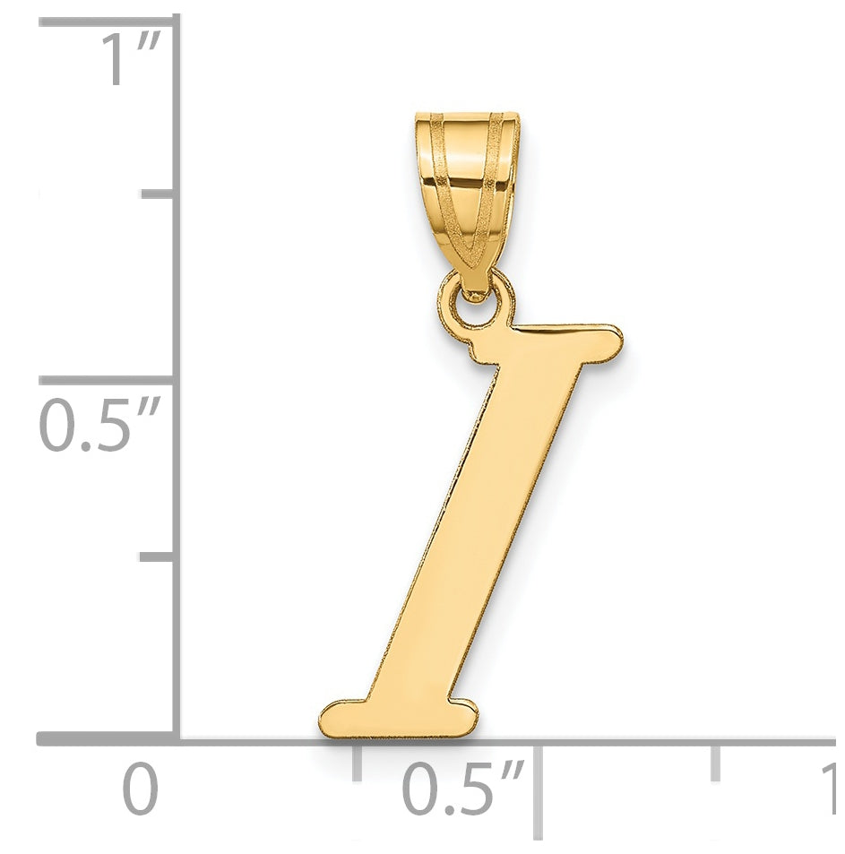14K Yellow Gold Polished Letter I Initial Pendant
