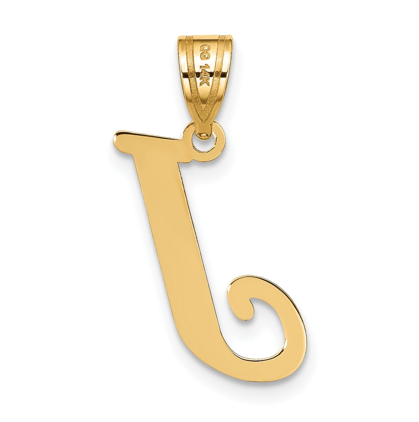 14K Yellow Gold Polished Letter J Initial Pendant