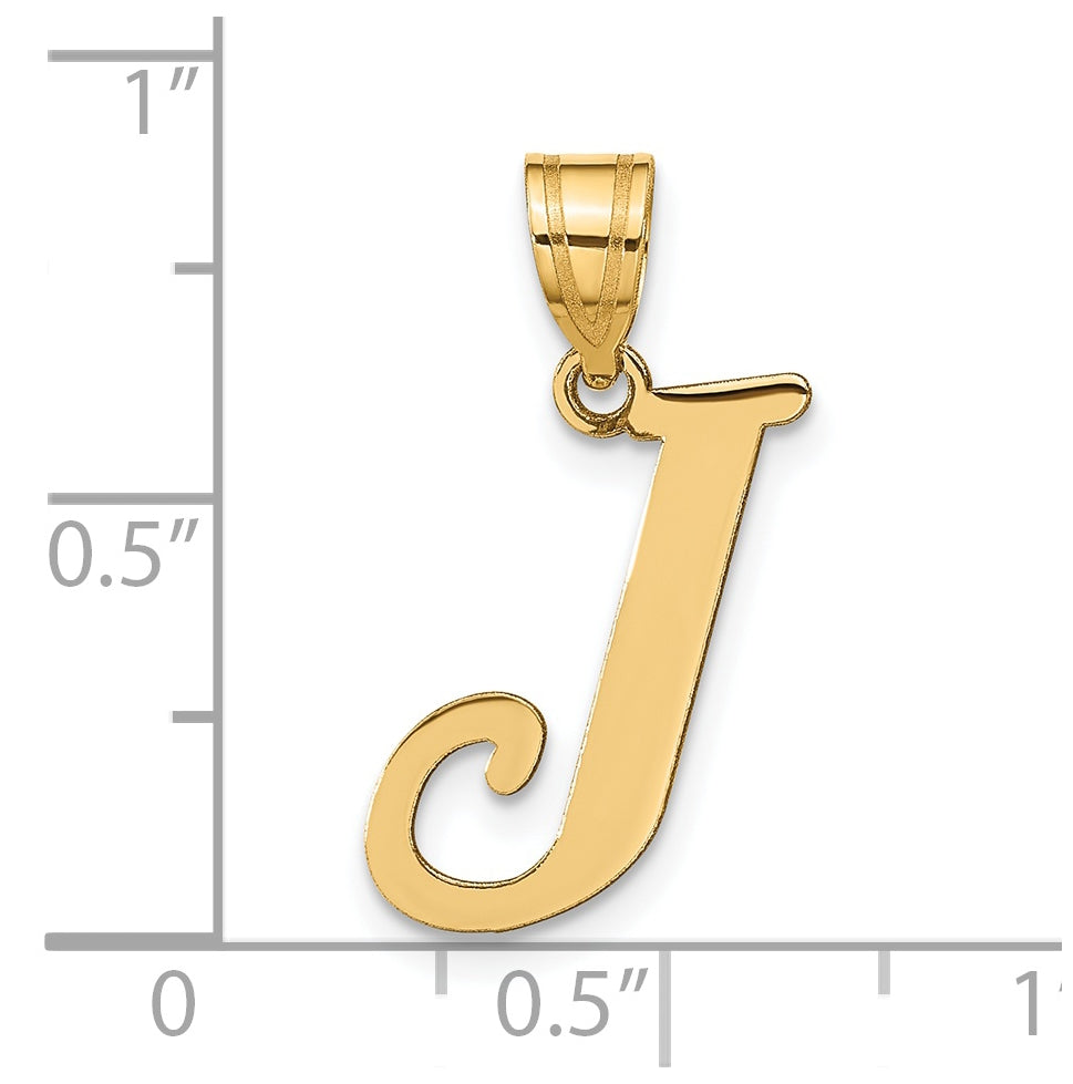 14K Yellow Gold Polished Letter J Initial Pendant