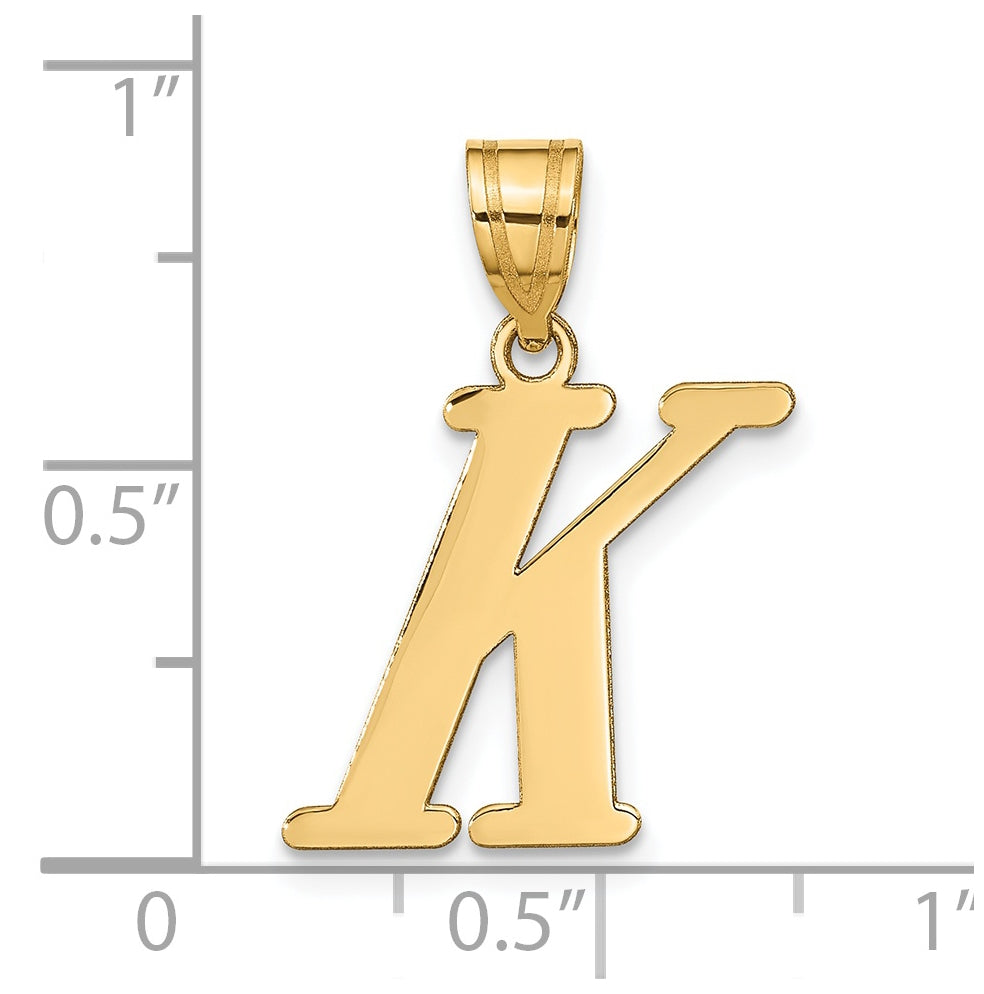 14K Yellow Gold Polished Letter K Initial Pendant