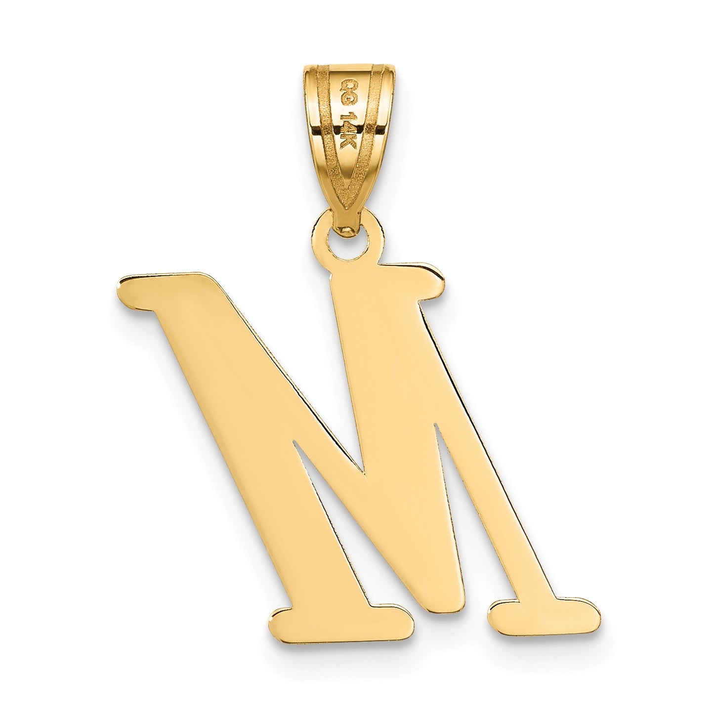 14K Yellow Gold Polished Letter M Initial Pendant