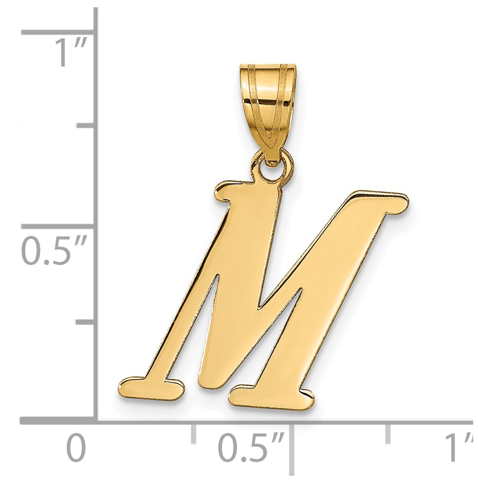 14K Yellow Gold Polished Letter M Initial Pendant