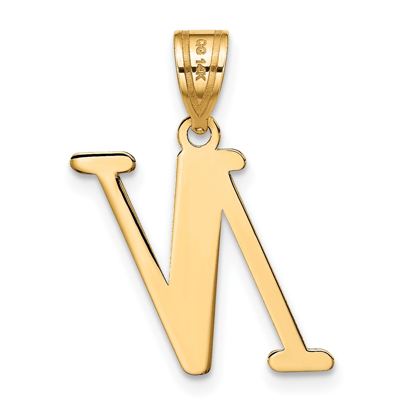 14K Yellow Gold Polished Letter N Initial Pendant