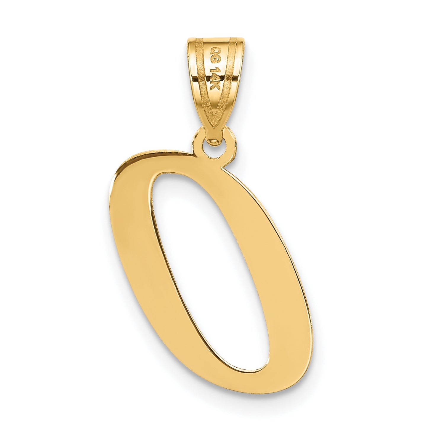 14K Yellow Gold Polished Letter O Initial Pendant