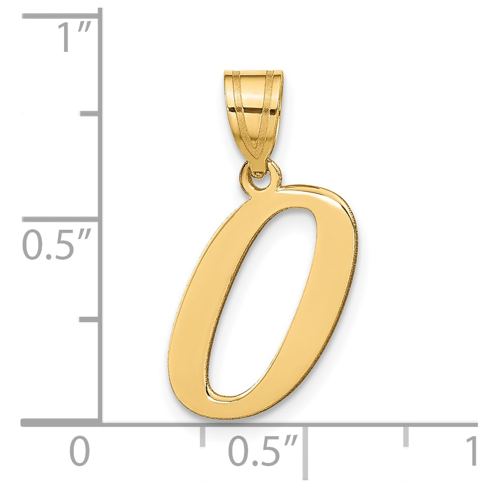 14K Yellow Gold Polished Letter O Initial Pendant