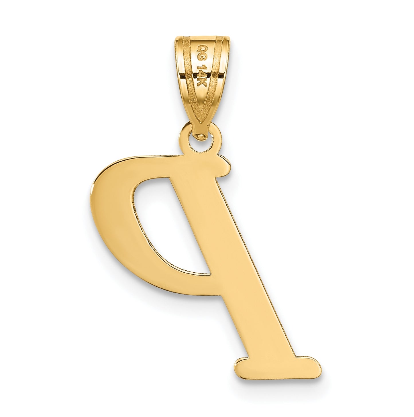 14K Yellow Gold Polished Letter P Initial Pendant