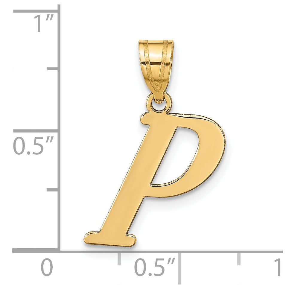 14K Yellow Gold Polished Letter P Initial Pendant