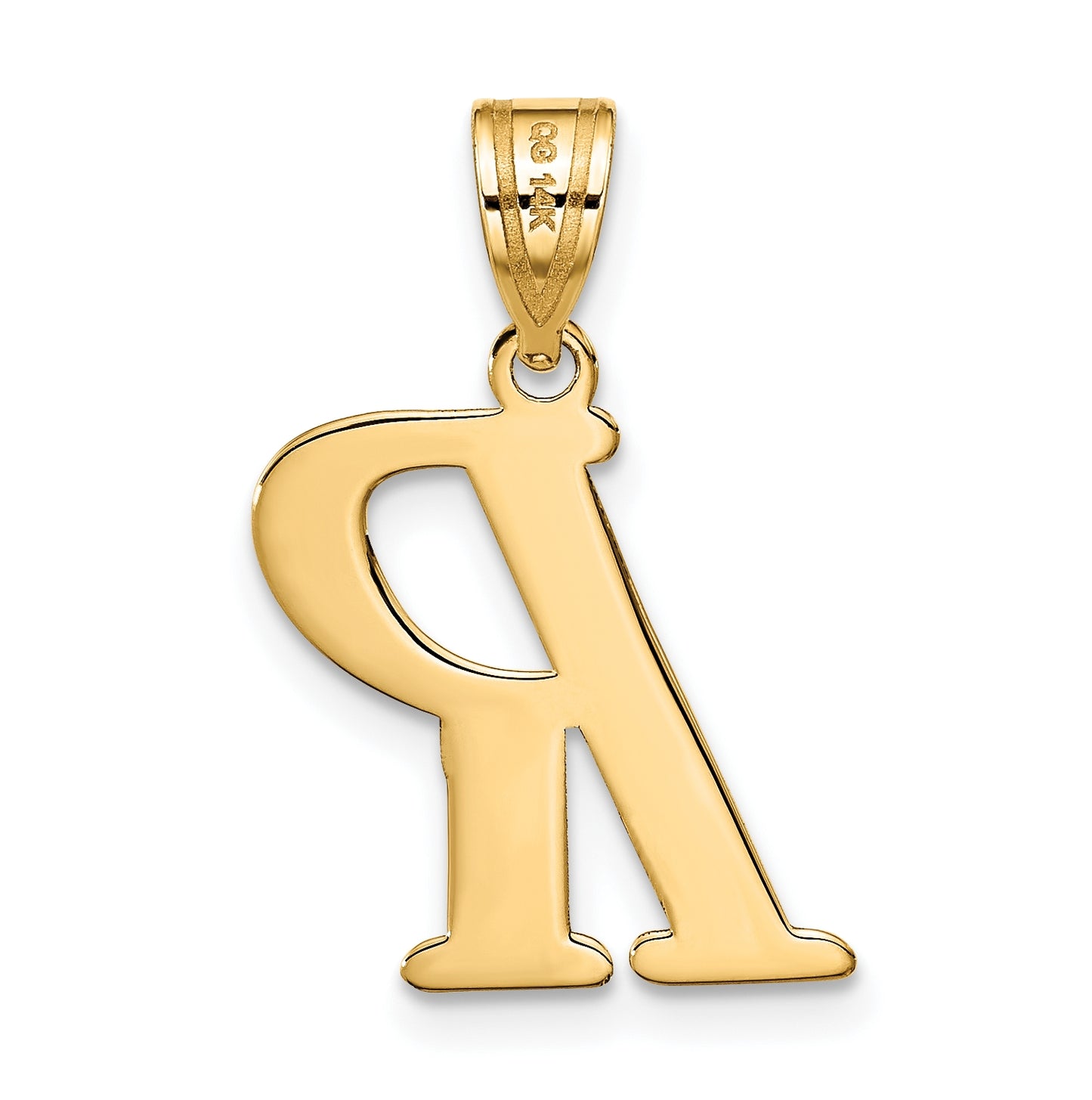14K Yellow Gold Polished Letter R Initial Pendant