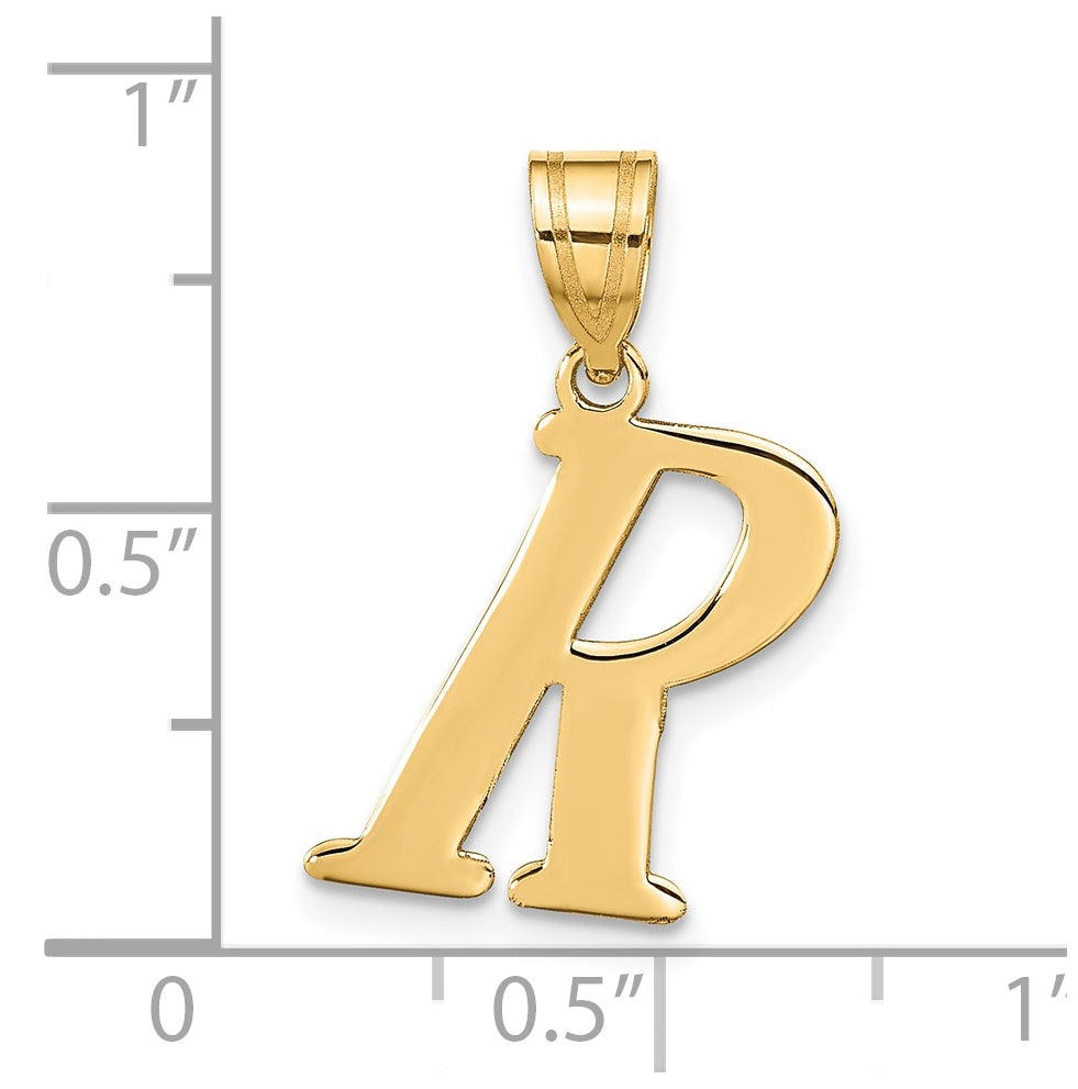 14K Yellow Gold Polished Letter R Initial Pendant