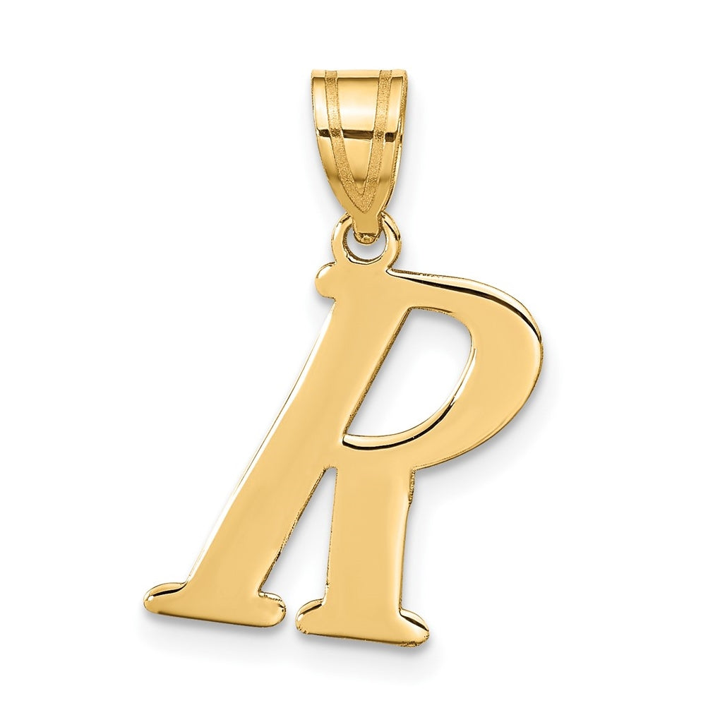 14K Yellow Gold Polished Letter R Initial Pendant