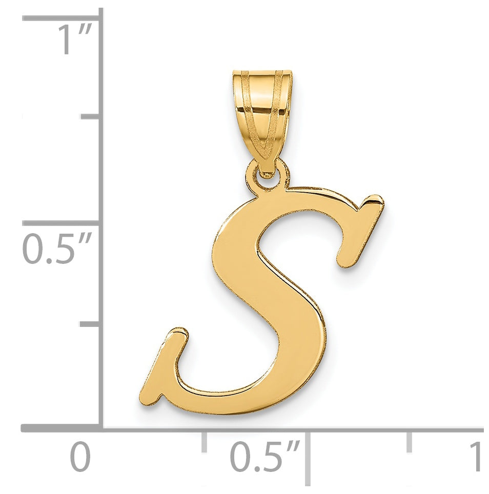 14K Yellow Gold Polished Letter S Initial Pendant