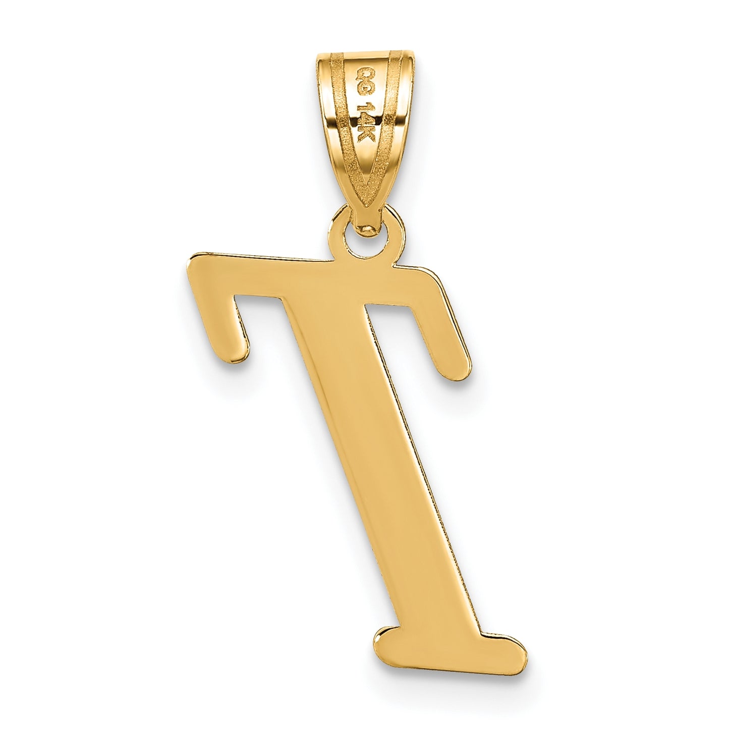 14K Yellow Gold Polished Letter T Initial Pendant