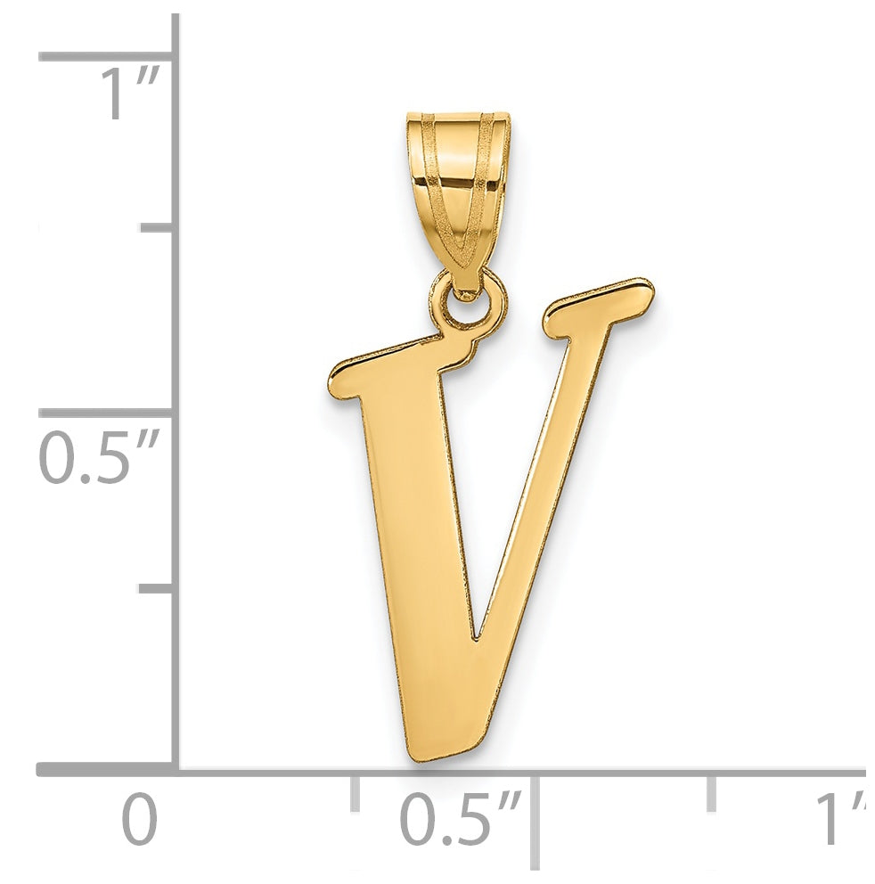 14K Yellow Gold Polished Letter V Initial Pendant