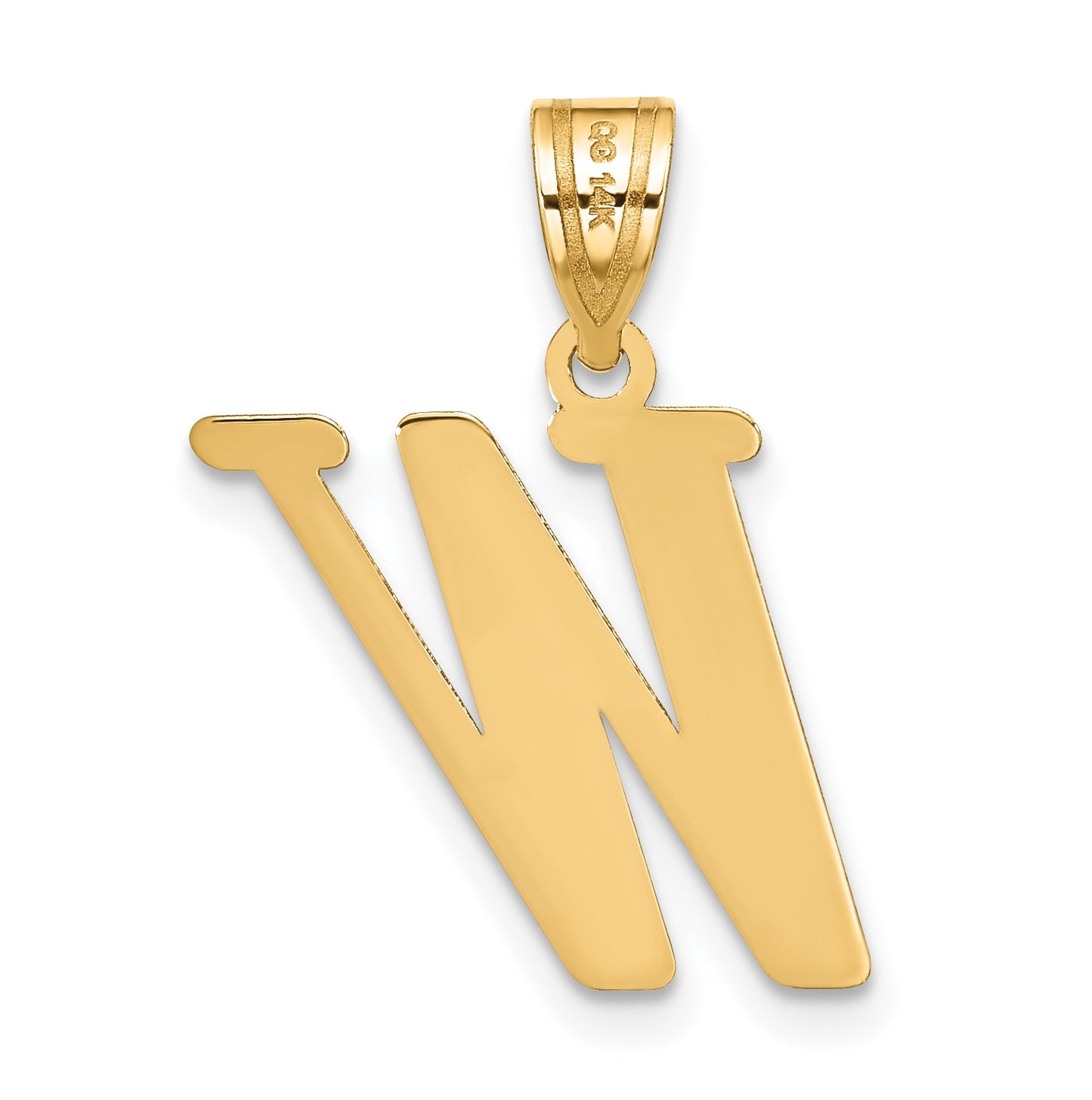 14K Yellow Gold Polished Letter W Initial Pendant