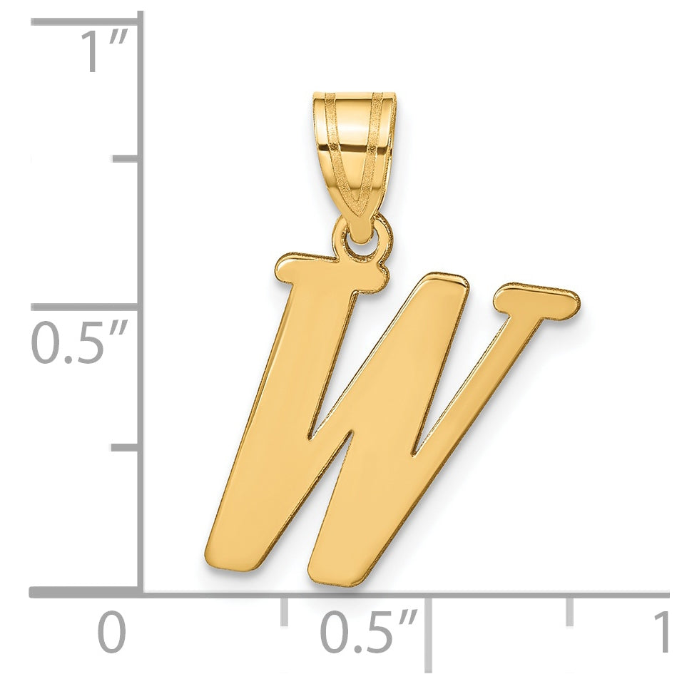 14K Yellow Gold Polished Letter W Initial Pendant