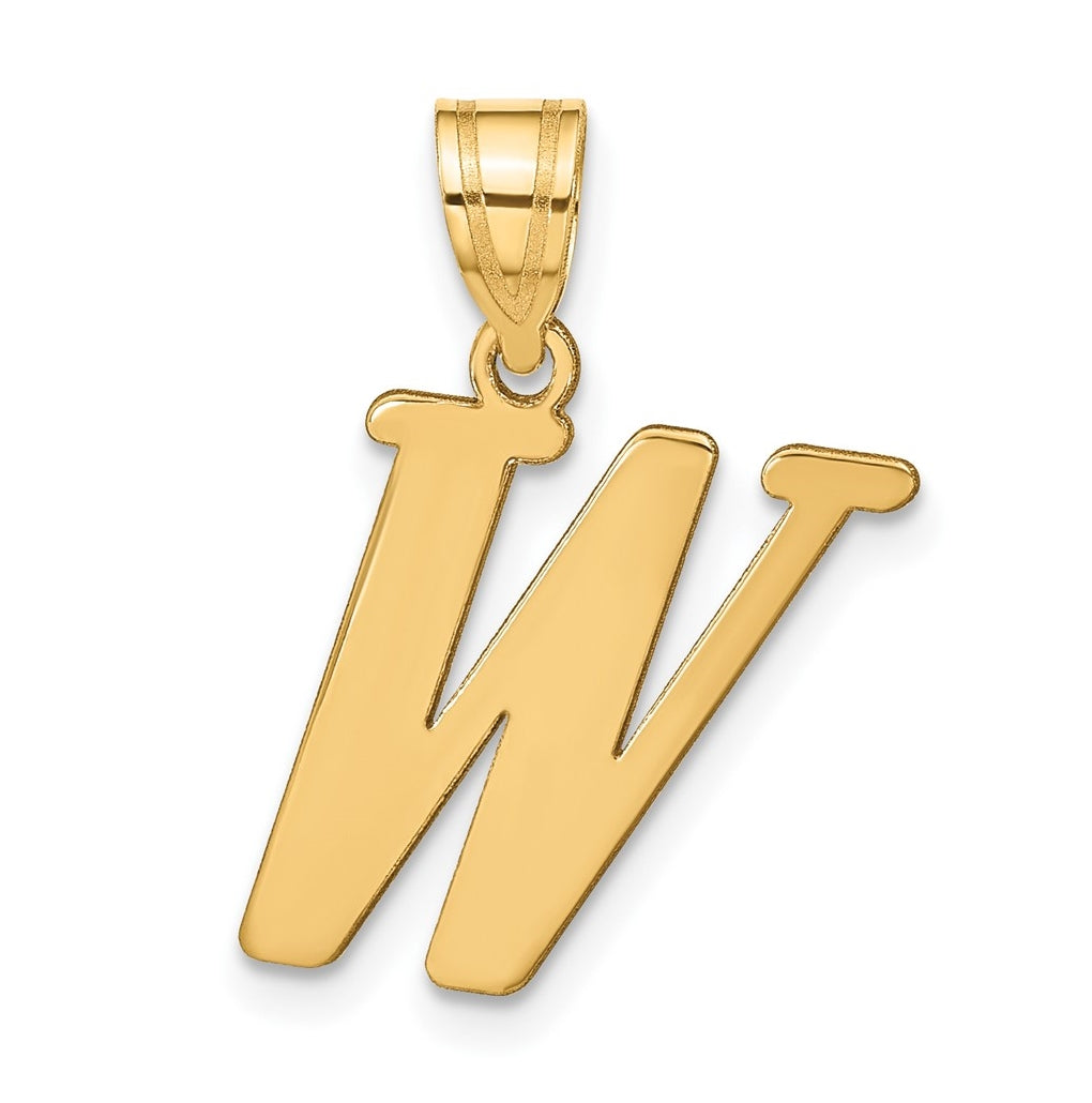 14K Yellow Gold Polished Letter W Initial Pendant