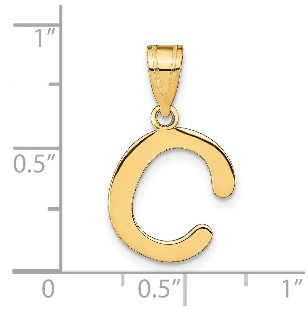 14K Yellow Gold Polished Bubble Letter C Initial Pendant