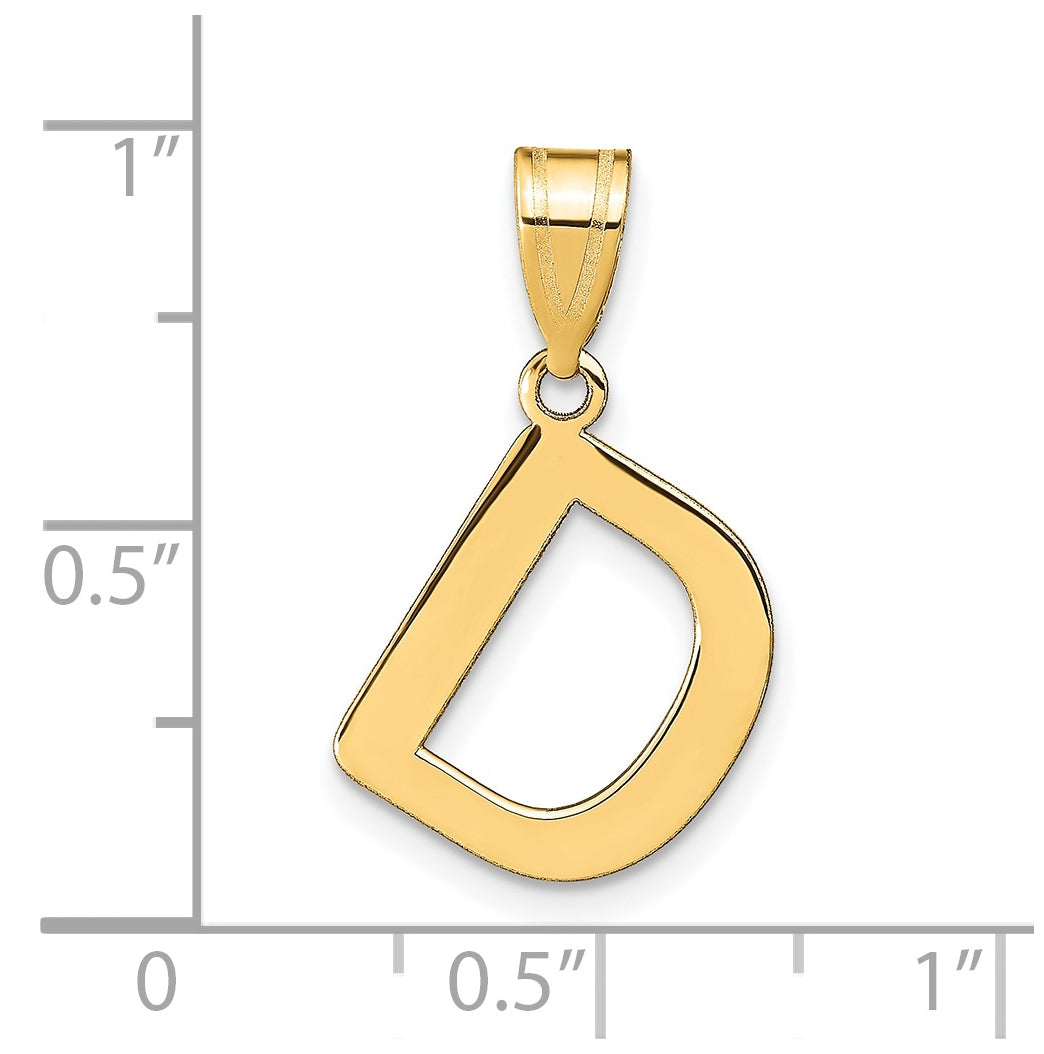 14K Yellow Gold Polished Bubble Letter D Initial Pendant