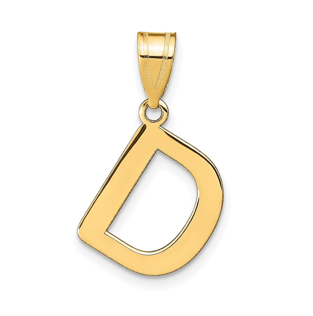 14K Yellow Gold Polished Bubble Letter D Initial Pendant