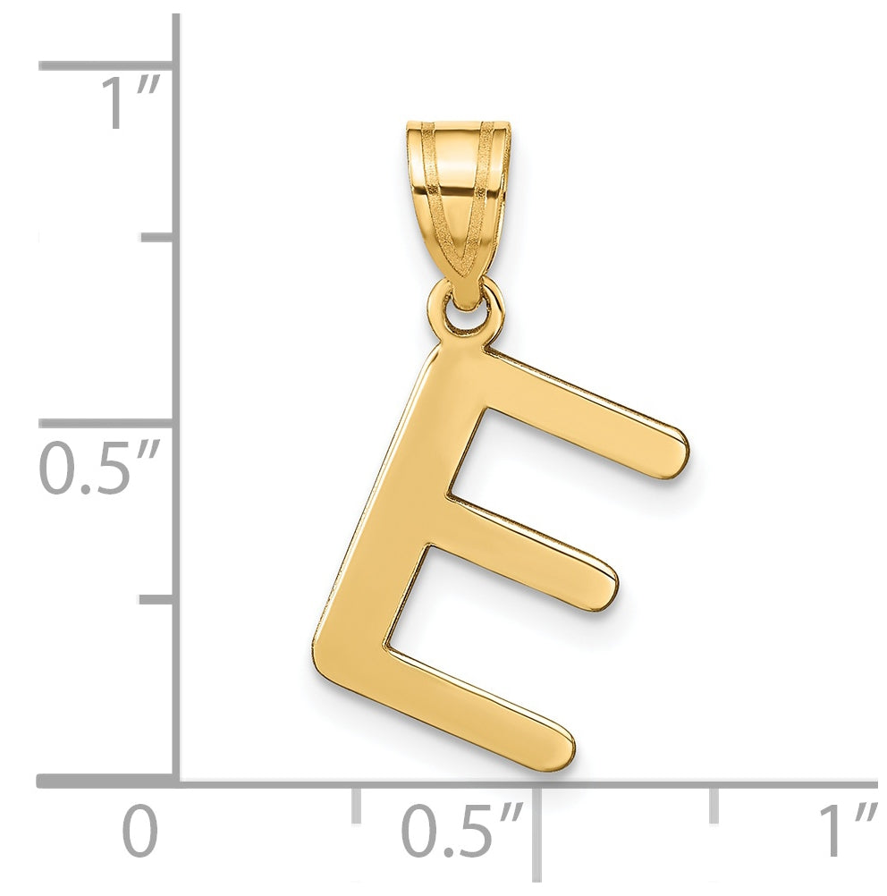 14K Yellow Gold Polished Bubble Letter E Initial Pendant