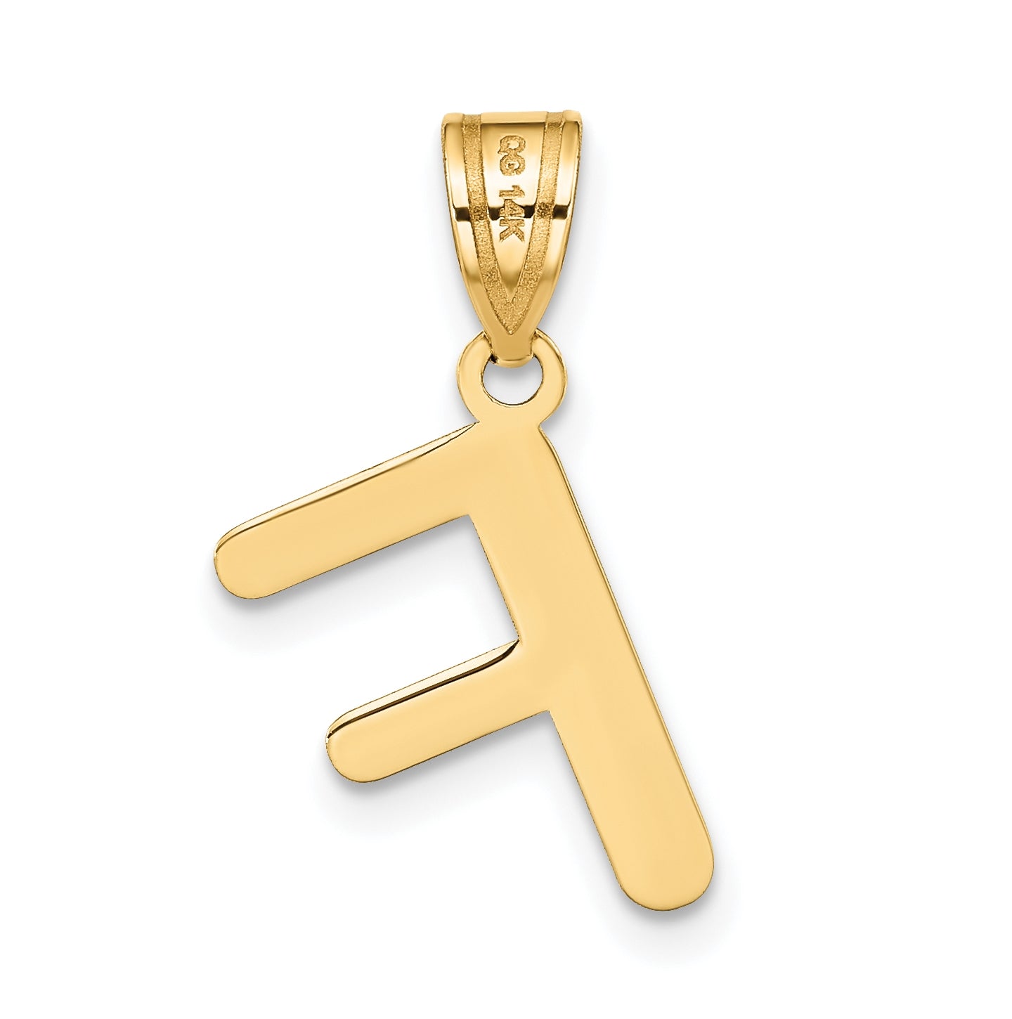 14K Yellow Gold Polished Bubble Letter F Initial Pendant