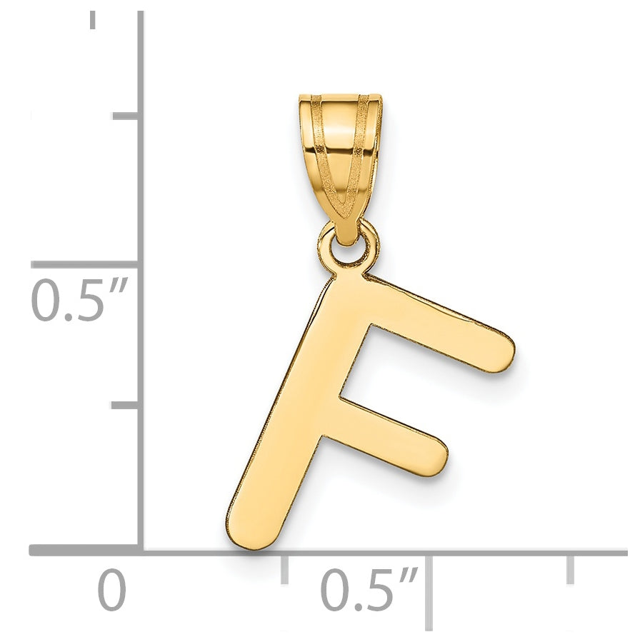 14K Yellow Gold Polished Bubble Letter F Initial Pendant
