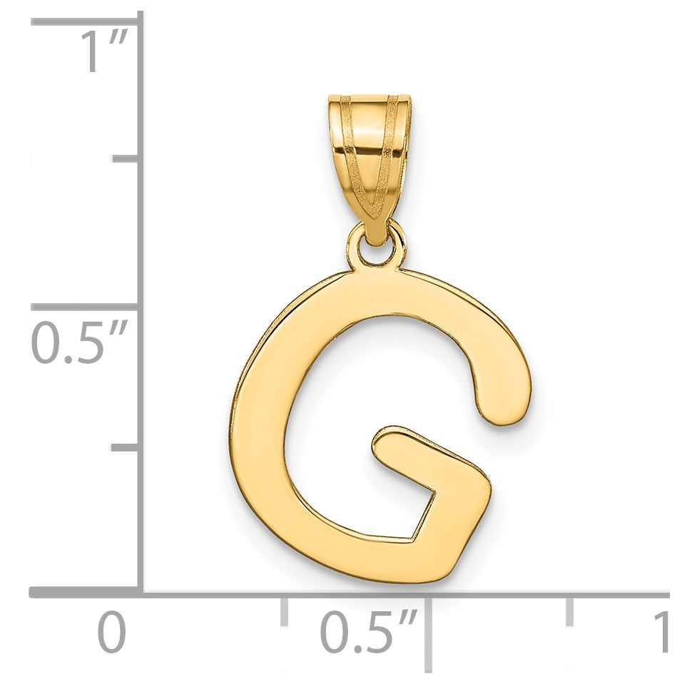 14K Yellow Gold Polished Bubble Letter G Initial Pendant