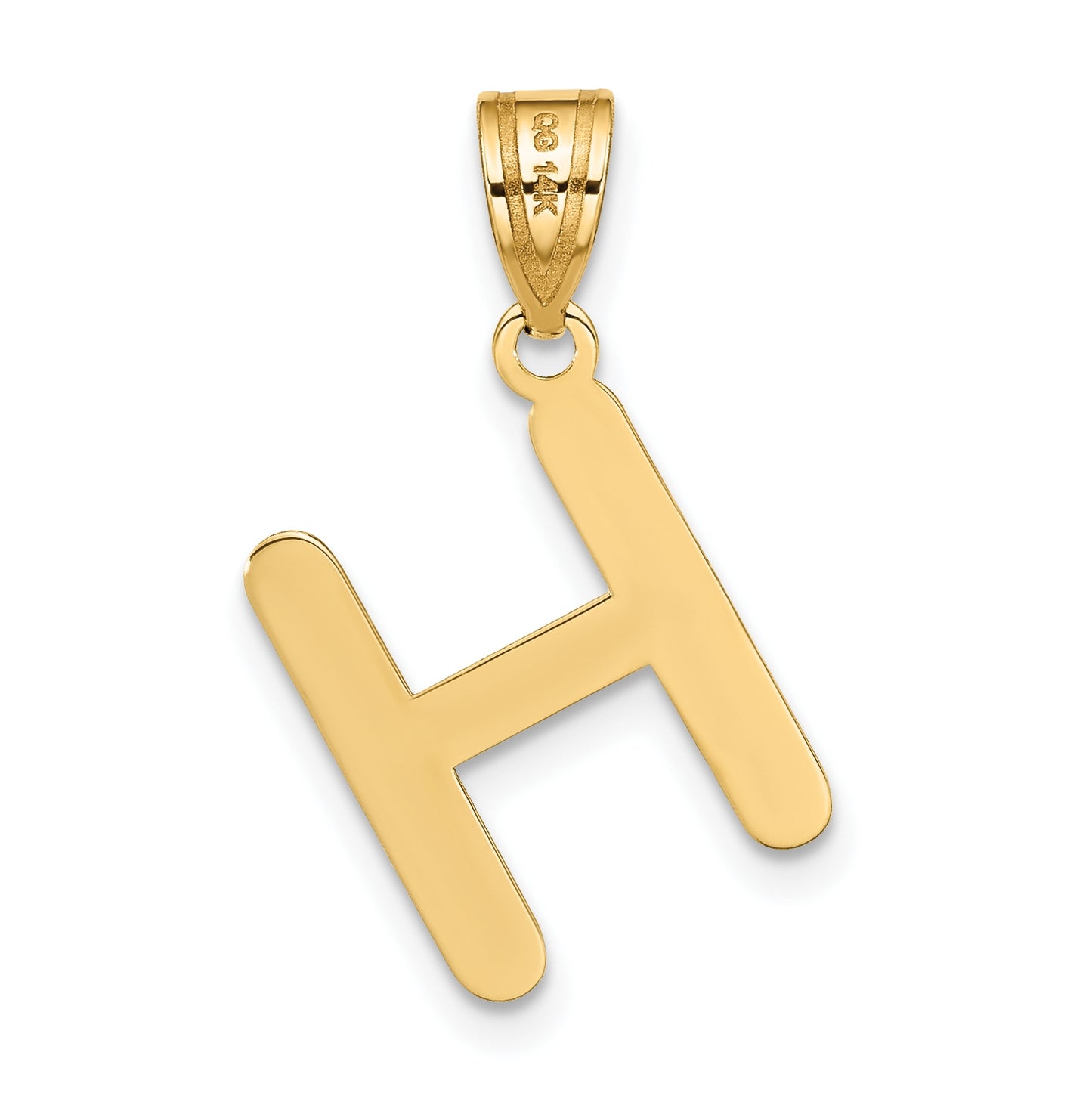 14K Yellow Gold Polished Bubble Letter H Initial Pendant