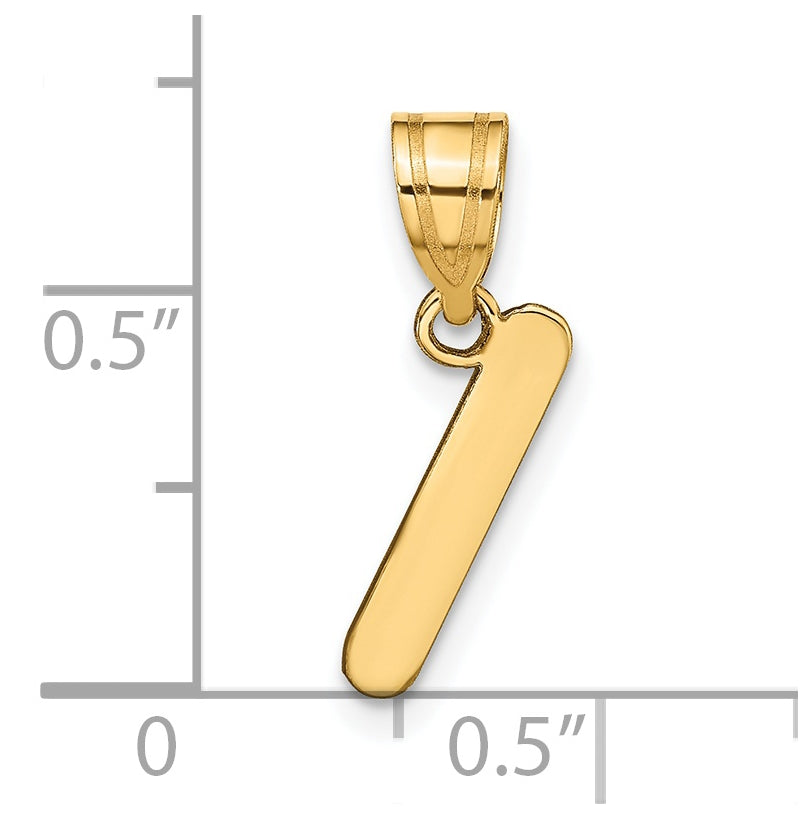 14K Yellow Gold Polished Bubble Letter I Initial Pendant