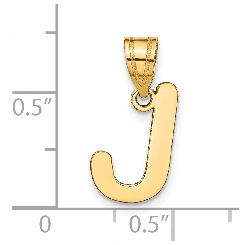 14K Yellow Gold Polished Bubble Letter J Initial Pendant