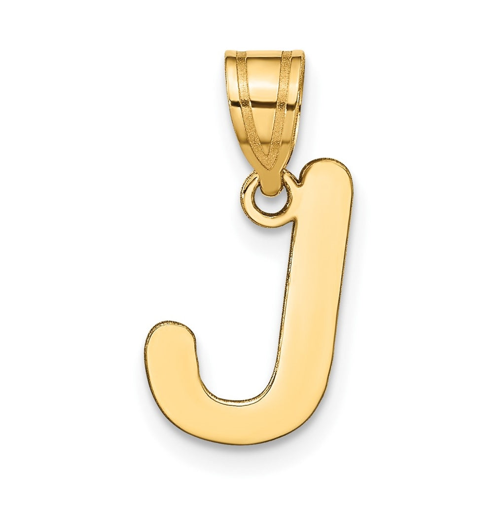 14K Yellow Gold Polished Bubble Letter J Initial Pendant