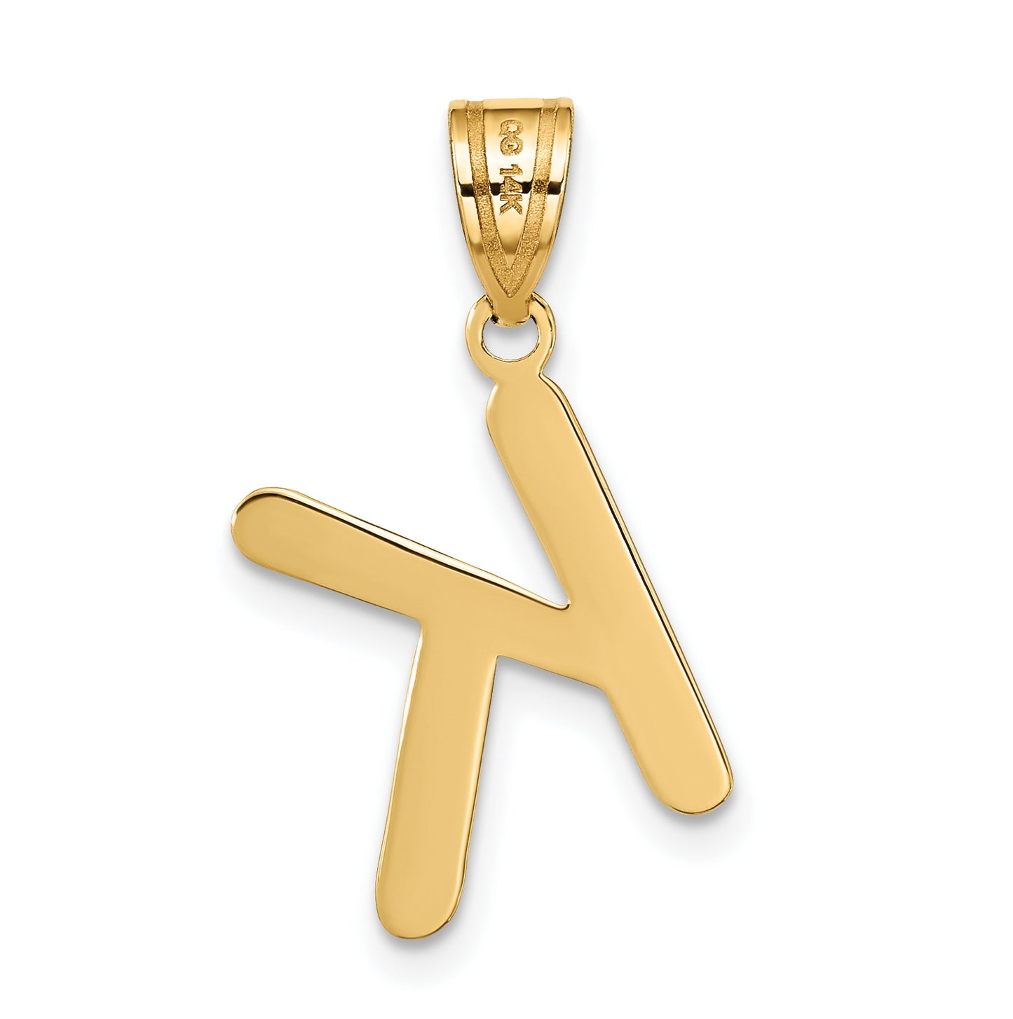 14K Yellow Gold Polished Bubble Letter K Initial Pendant