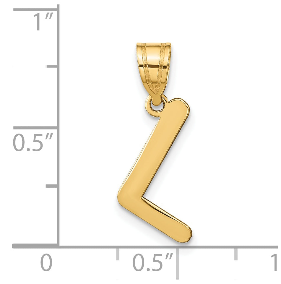 14K Yellow Gold Polished Bubble Letter L Initial Pendant