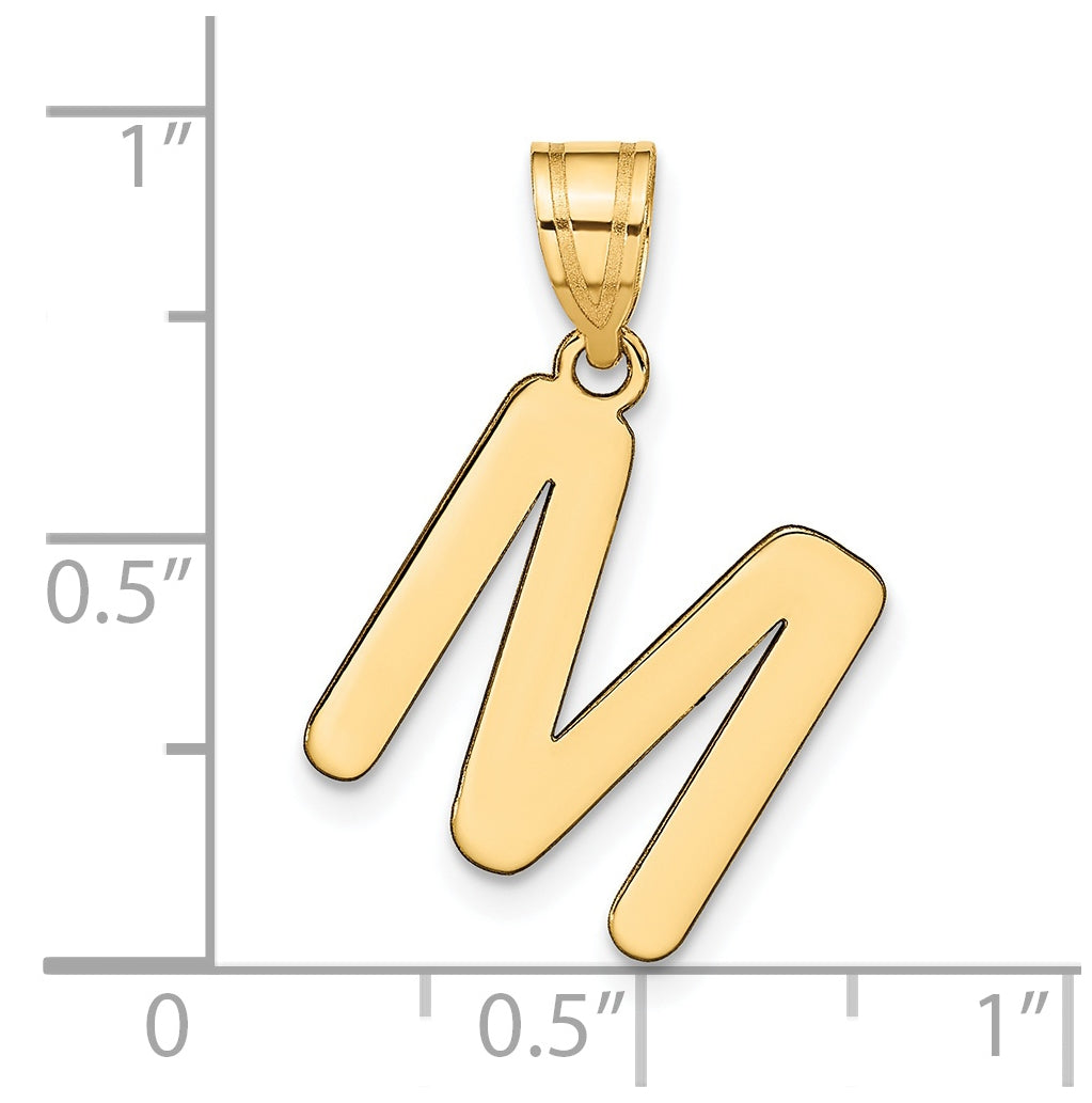 14K Yellow Gold Polished Bubble Letter M Initial Pendant