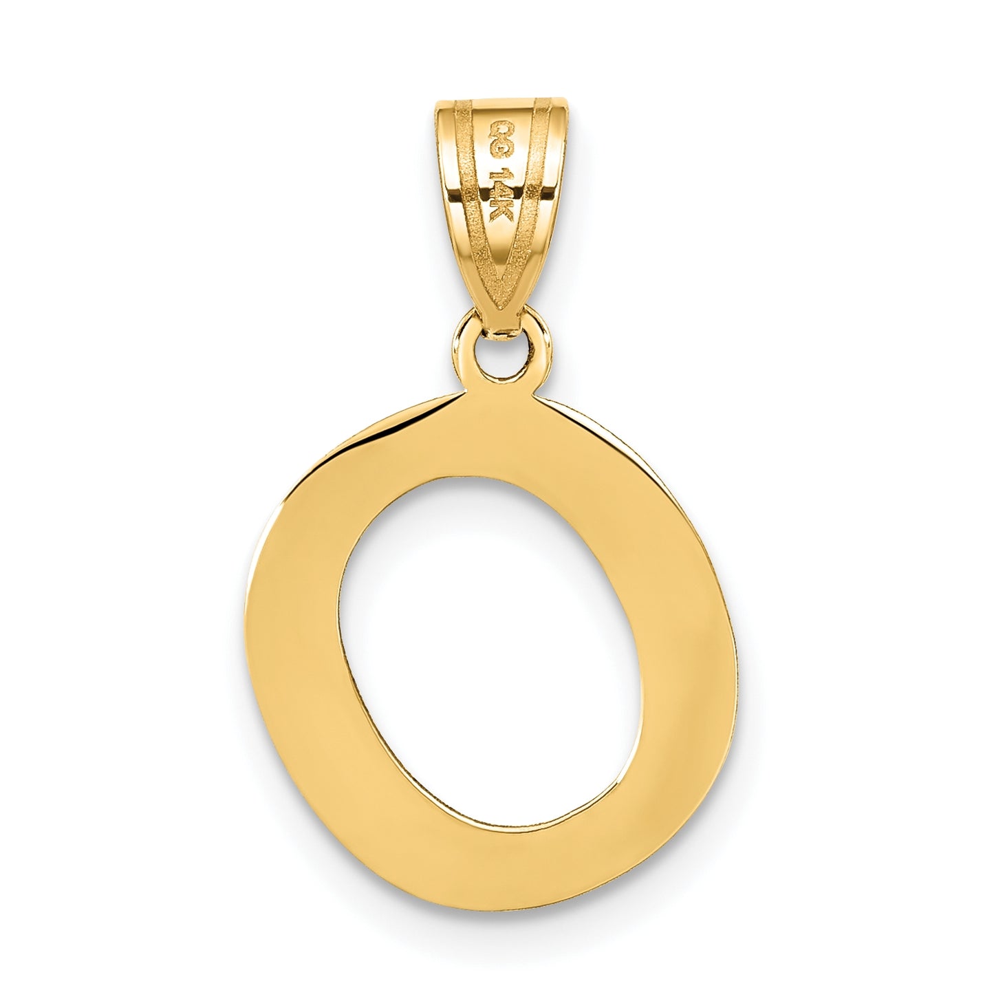 14K Yellow Gold Polished Bubble Letter O Initial Pendant