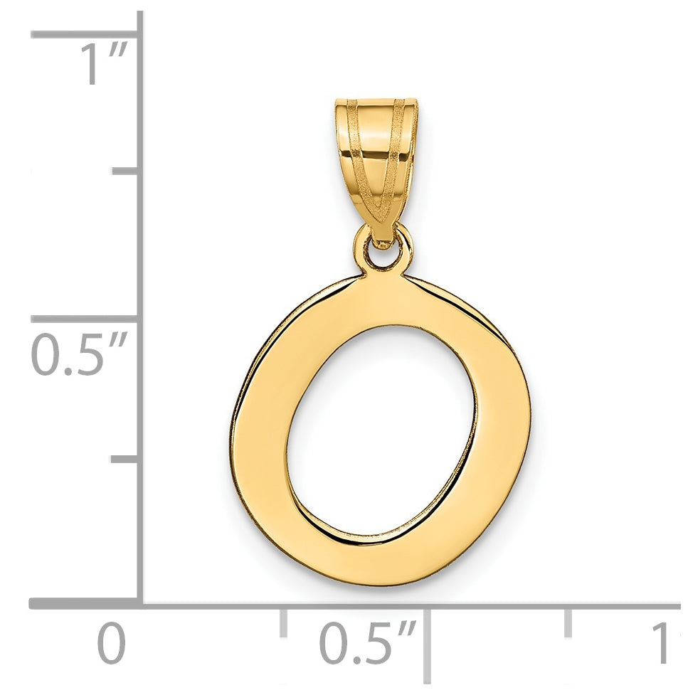 14K Yellow Gold Polished Bubble Letter O Initial Pendant