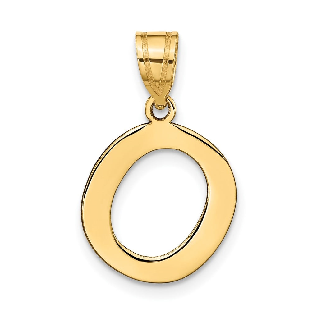 14K Yellow Gold Polished Bubble Letter O Initial Pendant