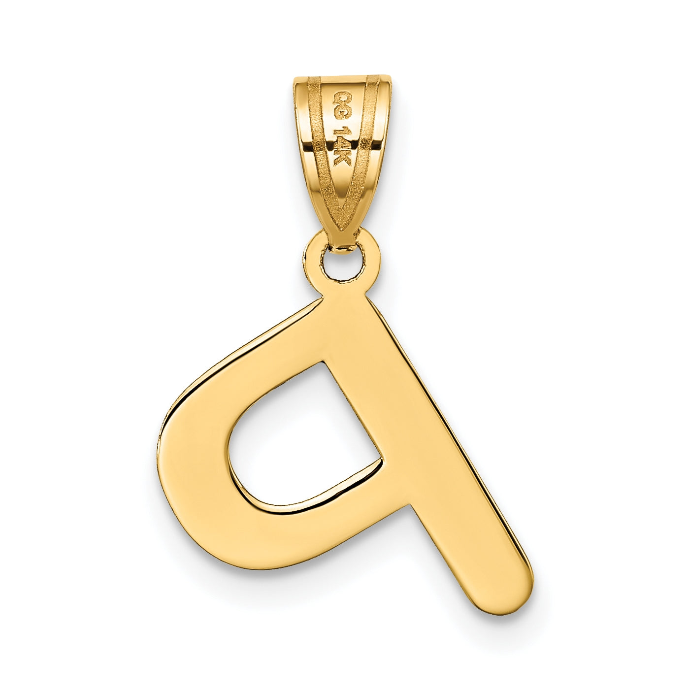 14K Yellow Gold Polished Bubble Letter P Initial Pendant