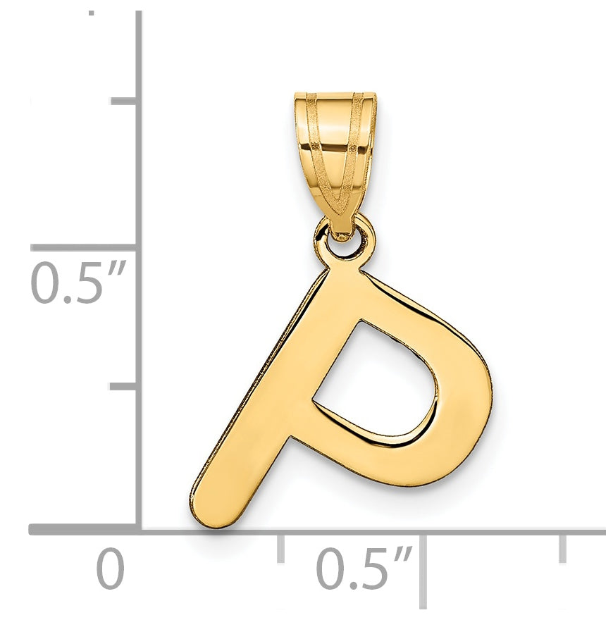 14K Yellow Gold Polished Bubble Letter P Initial Pendant