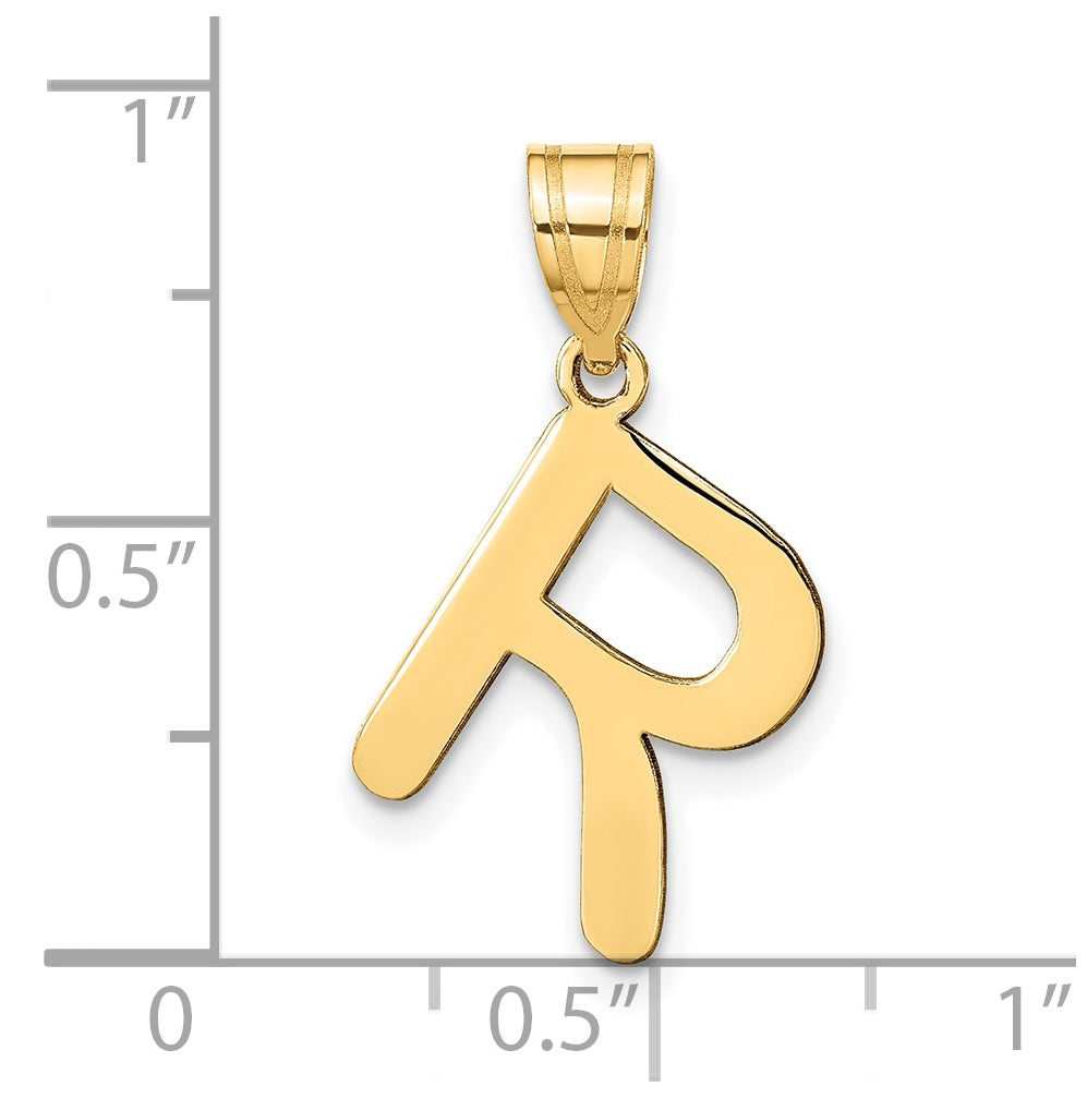 14K Yellow Gold Polished Bubble Letter R Initial Pendant