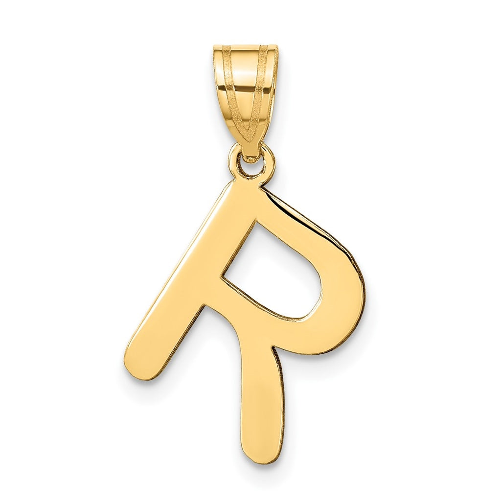14K Yellow Gold Polished Bubble Letter R Initial Pendant