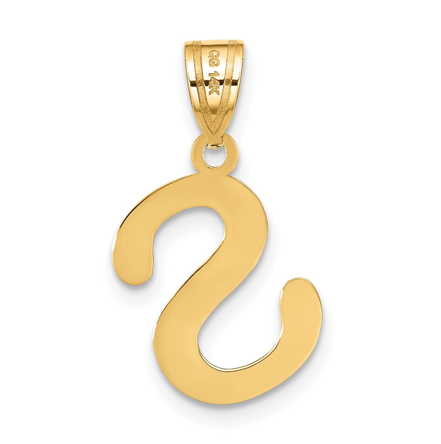 14K Yellow Gold Polished Bubble Letter S Initial Pendant