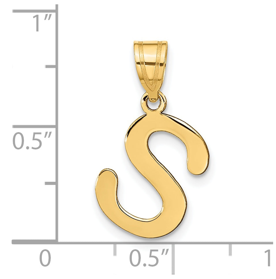 14K Yellow Gold Polished Bubble Letter S Initial Pendant