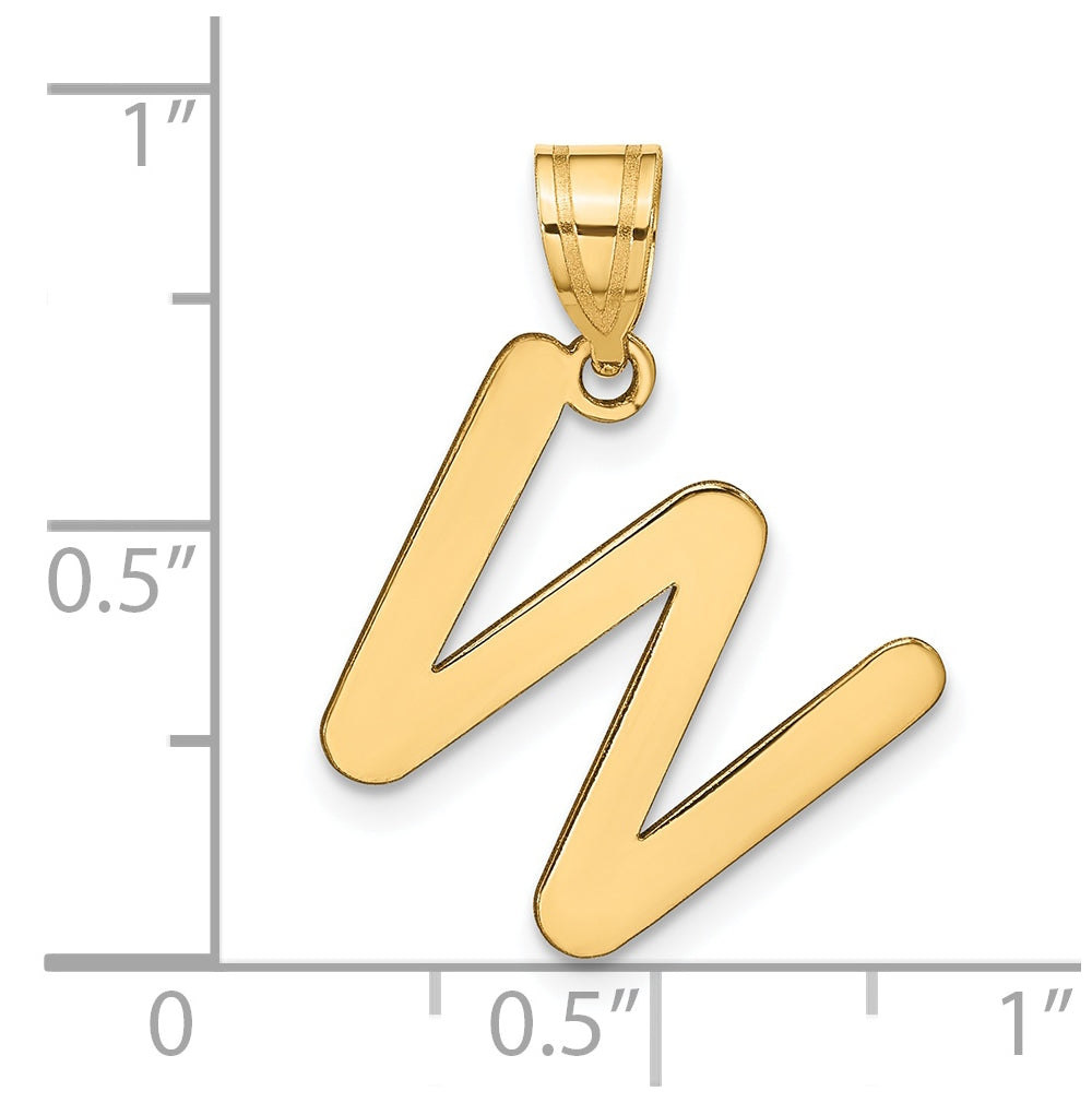 14K Yellow Gold Polished Bubble Letter W Initial Pendant