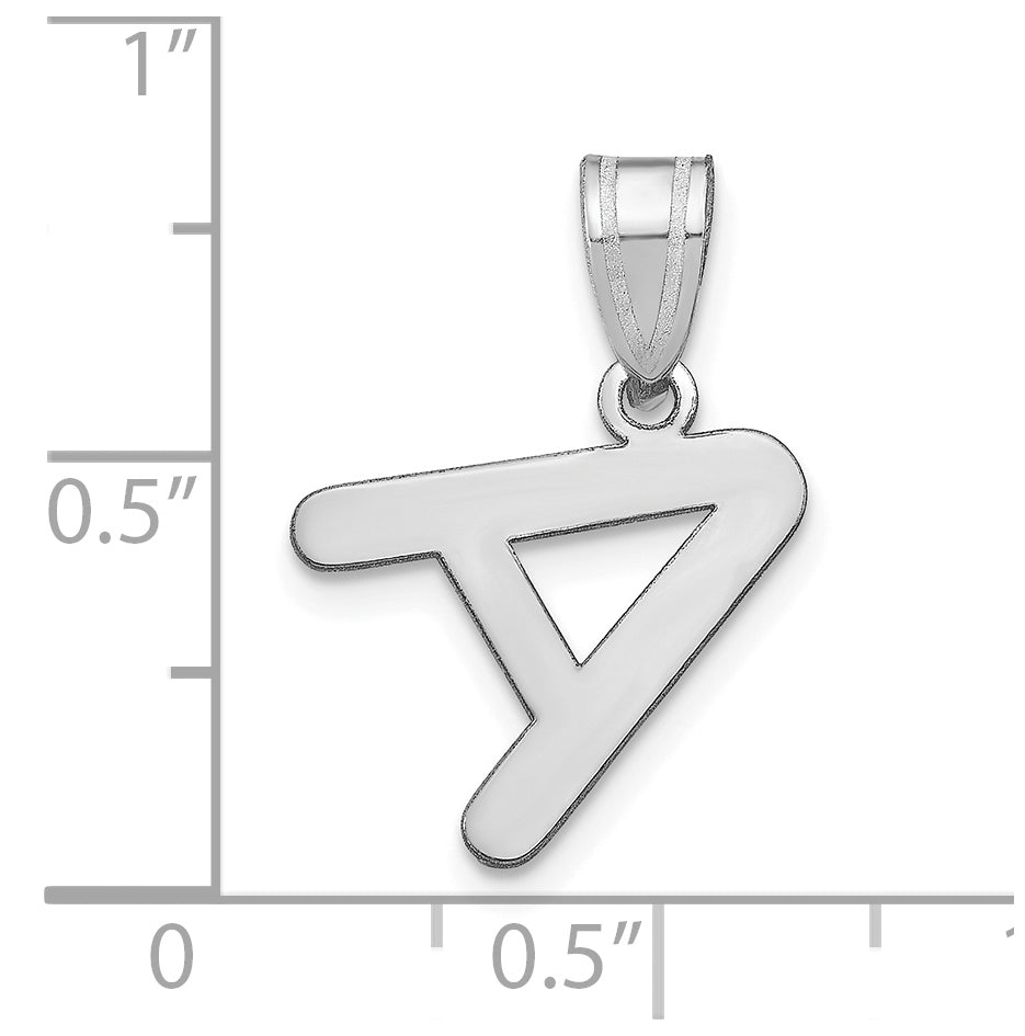14K White Gold Polished Bubble Letter A Initial Pendant