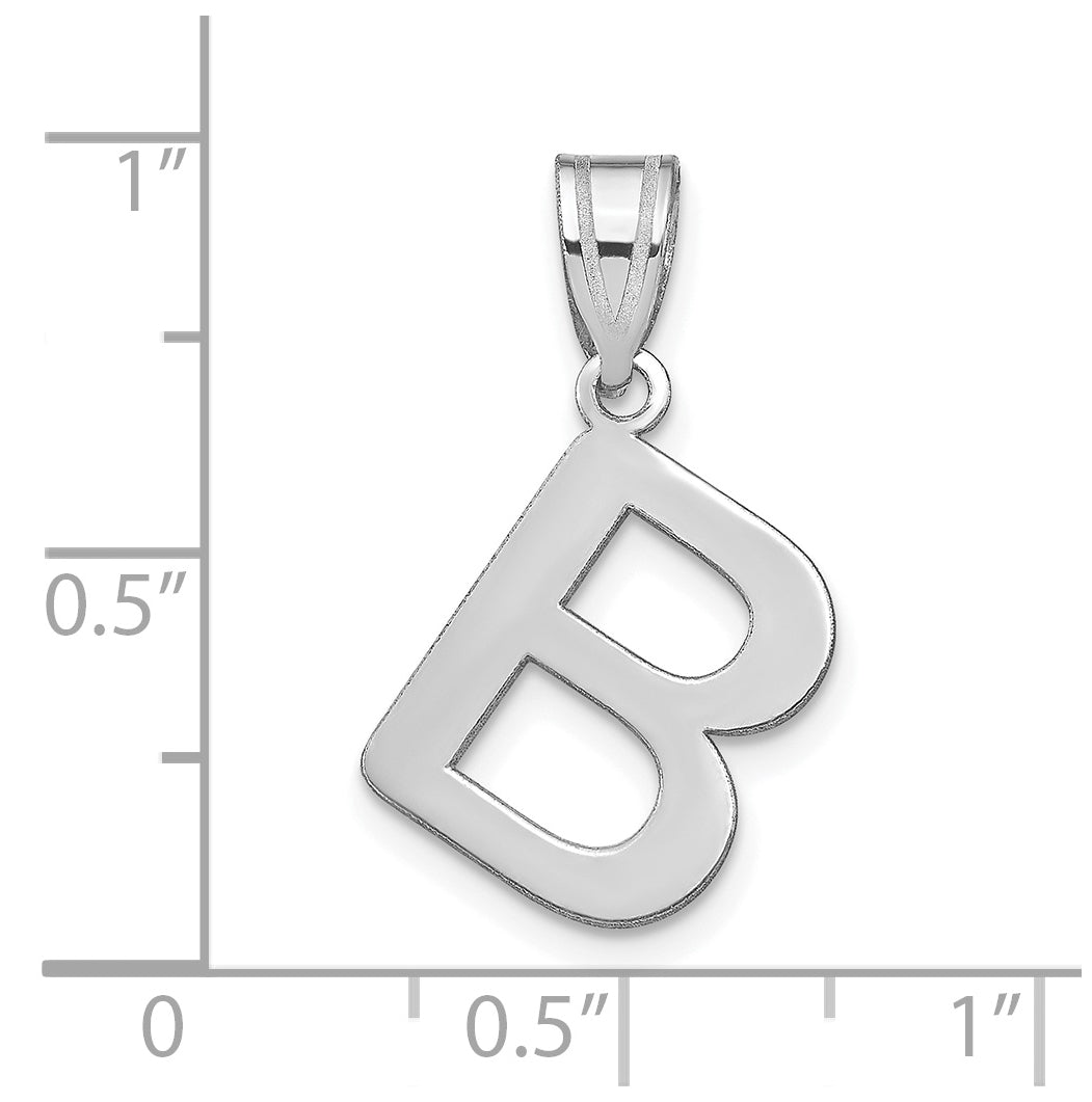 14K White Gold Polished Bubble Letter B Initial Pendant